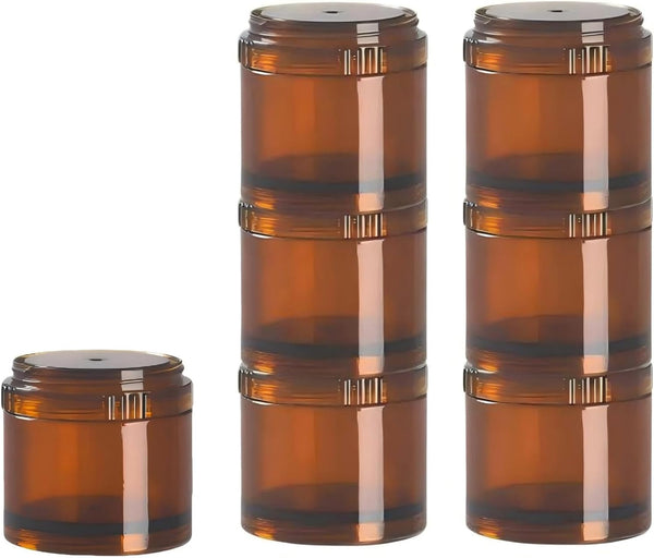 JMOFLUG Stackable Pill Organizer 7 Day, Pill Box Tower with Connectable Screw Lids,Light