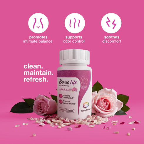 NutraBlast Boric Acid Vaginal Suppositories - 100% Pure Made in USA (60 Count)