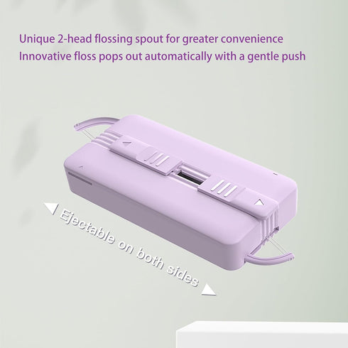 Shred Resistant Twin Line Dental Floss Picks Dispenser, 2 Box Lime Flavor Portable Case for Oral Care (Purple)