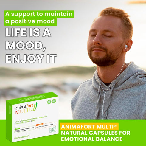 Ashwagandha KSM-66 & Saffron Supplement | Stress Relief, Mood & Emotional Balance | Vitamin B & Magnesium | Natural Pills for Mental Relaxation | 30 Capsules | AnimaFort Multi