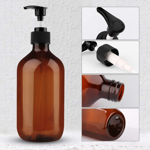 Yebeauty Empty Pump Bottle Dispenser, 17oz/500ml Brown Lotion Soap Shampoo Pump Bottles, Pack of 2
