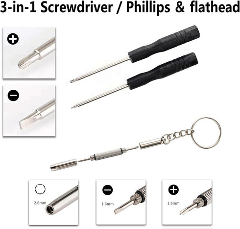 PTSLKHN Eyeglass Repair Kit, 15 Types Screws for Eyeglasses, Essential Tool for Frame, Hinge, and Nose Pad Repairs
