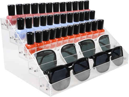 Kingtaily Nail Polish Organizer, 5 Layers Acrylic Display Rack for Cosmetics Storage