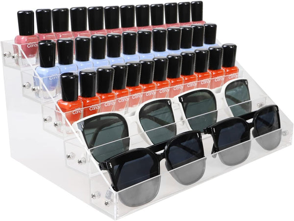 Kingtaily Nail Polish Organizer, 5 Layers Acrylic Display Rack for Cosmetics Storage