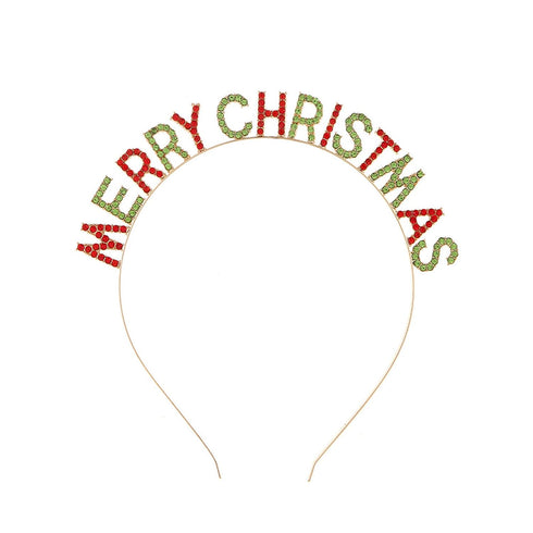 Merry Christmas Rhinestone Headbands, Xmas Crystal Hair Hoops for Women Girls, Christmas Party Accessory