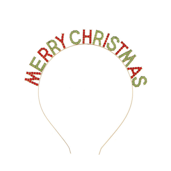 Merry Christmas Rhinestone Headbands, Xmas Crystal Hair Hoops for Women Girls, Christmas Party Accessory
