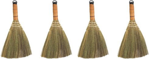 Veemoon 4 Pcs Handheld Cleaning Broom, Small Whisk Broom, Rustic Mini Straw Broom for Indoor Outdoor Home Dusting