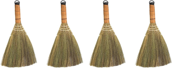 Veemoon 4 Pcs Handheld Cleaning Broom, Small Whisk Broom, Rustic Mini Straw Broom for Indoor Outdoor Home Dusting