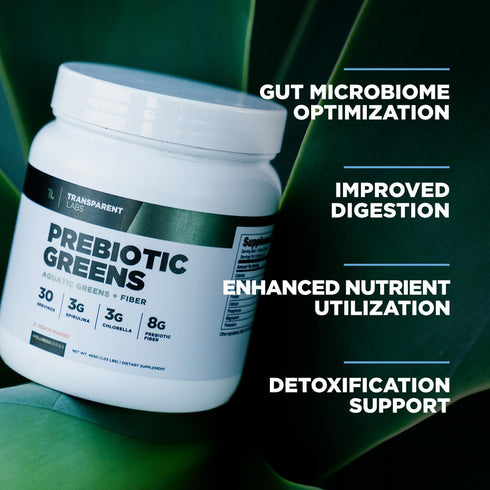 Transparent Labs Prebiotic Greens Superfood Powder & Antioxidants Supplement with Organic Spirulina, Chlorella, Acacia