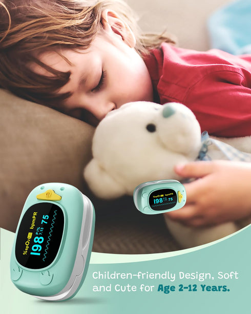 SpO2 Children Pulse Oximeter Fingertip Pulse Oximeter for Kids Child Blood Oxygen Monitor Portable Blood Oxygen