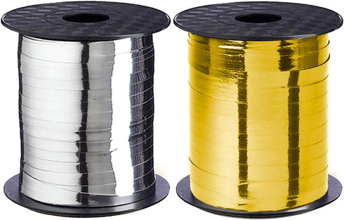 Gift Ribbon Curling Metallic Gold Silver Set, 500 Yards for Wedding Gift Wrap, Birthday Party Decoration, Gift Wrap