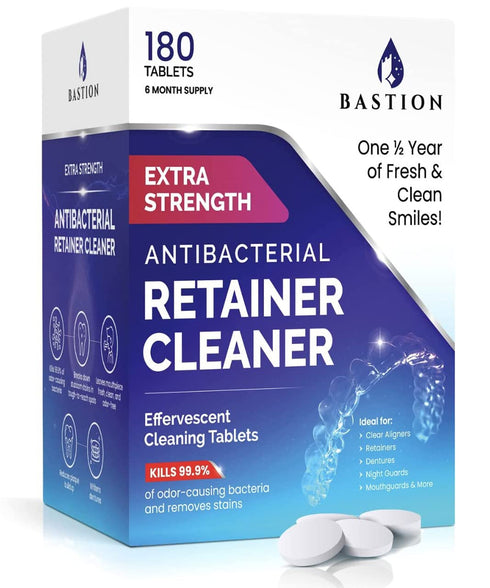 Retainer Cleaner & Denture Cleanser - 180 Effervescent Tablets, 6 Month Supply for Dental/Oral Appliances