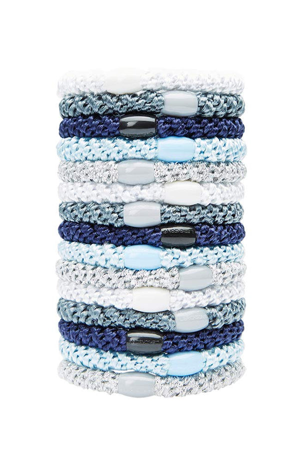 L. Erickson Grab & Go Ponytail Holders - Atlantic, Set of 15, Exceptionally Secure Hold