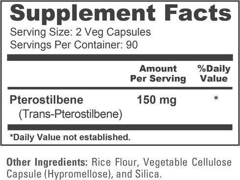Pterostilbene 150mg 180 NusaPure Veggie Caps (Non-GMO, Vegan)