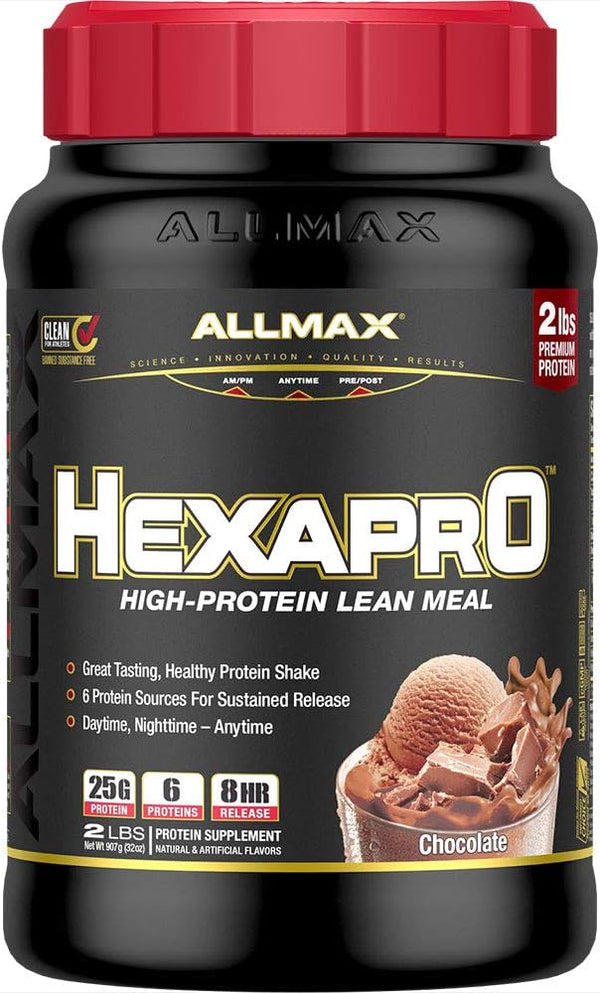 ALLMAX HEXAPRO Protein Powder - Chocolate, 2 lb, 25 Grams Protein Per Serving, Zero Sugar