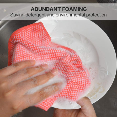 SINLAND 5 Color Assorted Microfiber Dish Cloth Towels, 12"x12", Best Kitchen Cleaning Cloths, 5 Pack