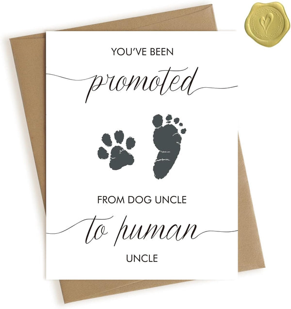 Pregnancy Announcement for Uncle, Baby Announcement Card for Uncle, Promoted from Dog