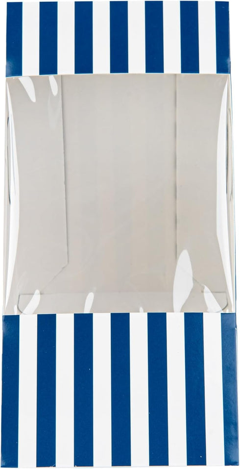 Restaurantware Cafe Vision Sandwich Paper Boxes - 25 Large Disposable Wedge Boxes with Window, Blue and White
