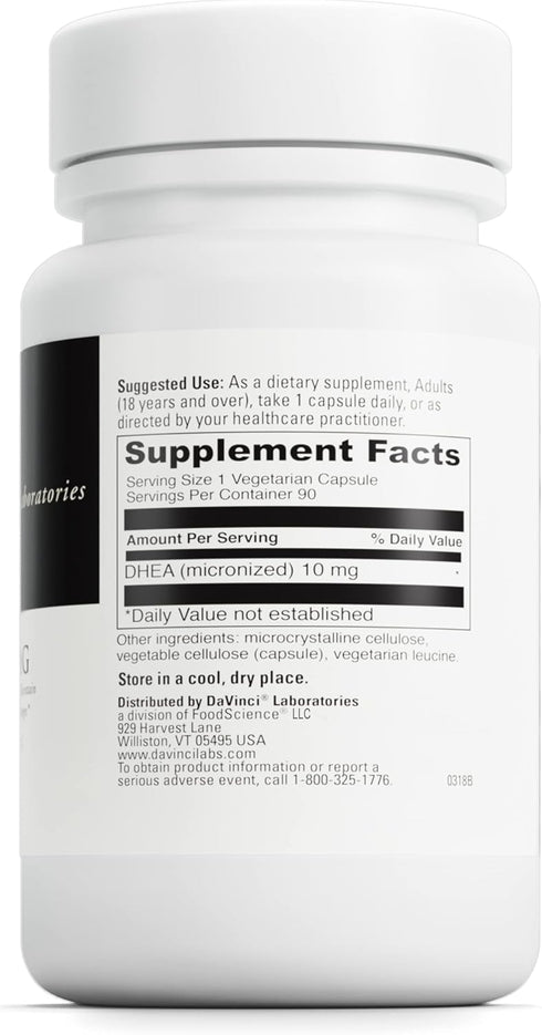DAVINCI Labs Micronized DHEA 10mg - Helps to Support Healthy Aging, Hormone Balance, Brain Health, Thyroid Function & More - Vegetarian, Gluten-Free - 90 Capsules