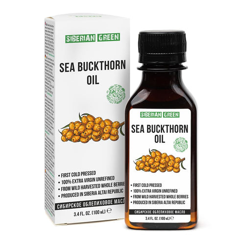 Siberian Sea Buckthorn Oil, 100% Natural Extra Virgin Cold Pressed, 100 ml / 3.4 fl oz, Unrefined Vegan Healthy Diet