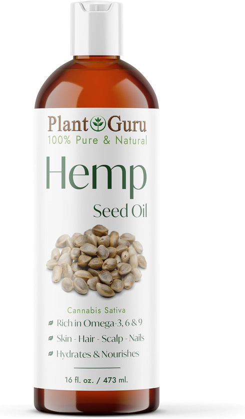 Hemp Seed Oil 16 oz. Virgin, Unrefined 100% Pure Natural - Moisturizer for Skin, Body, Hair, Massage & Acne!