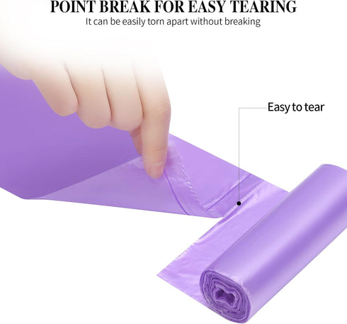 60pcs 4 Gallon Small Strong Trash Bags, Purple Garbage Bags for Office, Home, Bedroom