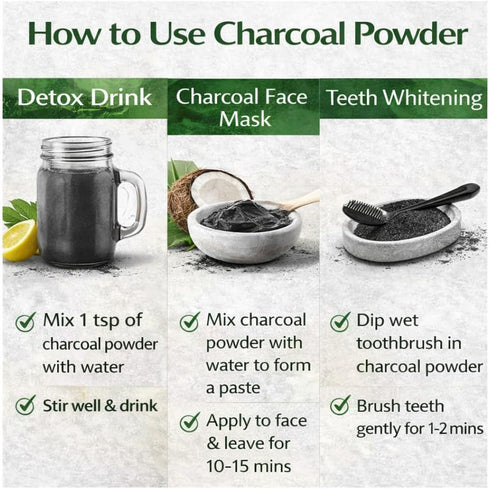 Prakruthi (400g) Activated Charcoal Powder | Coconut Shell-Based | Multipurpose Use for Oral Care, Skin Care