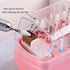 2 in 1 Pink Nail Drill Bit Holder and Cleaner Brush Case, 30 Holes Dust-proof Nail Bit Organizer Storage Box