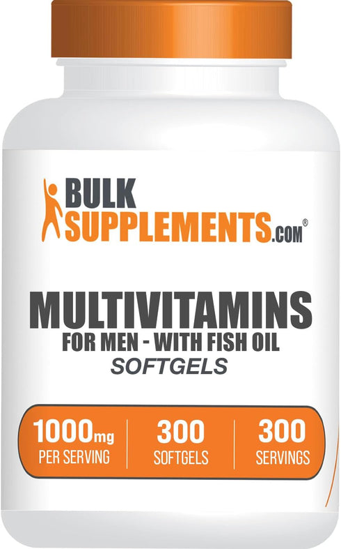 BulkSupplements.com Multivitamin for Men Softgels - Daily Multimineral Supplement with Fish Oil, 300 Count