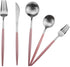 Gugrida Luxury Flatware, 5 Piece Matte Pink Handle 18/10 Stainless Steel Tableware Set for 1