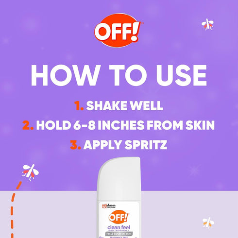 OFF! Clean Feel Insect Repellent Spritz, 20% Picaridin Bug Spray, Long Lasting Protection from Mosquitoes, 6 oz