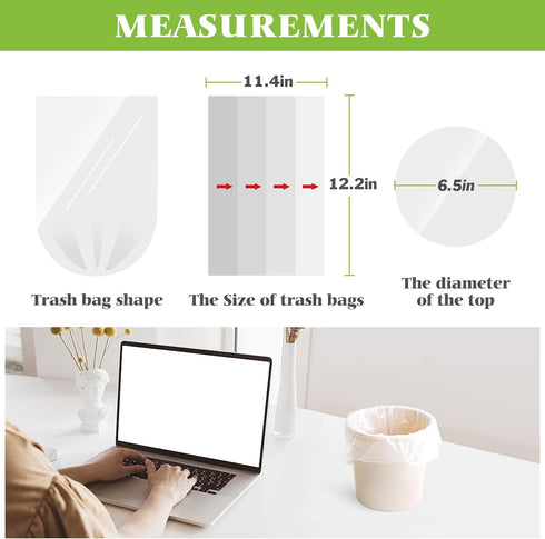 0.5 Gallon Mini Strong Trash Bags, Tiny Bathroom Liners by Teivio, Fit 2 Liters or Less, 220 Counts