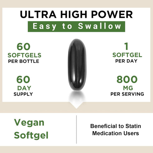Liposomal CoQ10 800mg Ubiquinol Softgel, Max Absorption Supplement for Antioxidant, Heart Function & Energy, 60 Vegan