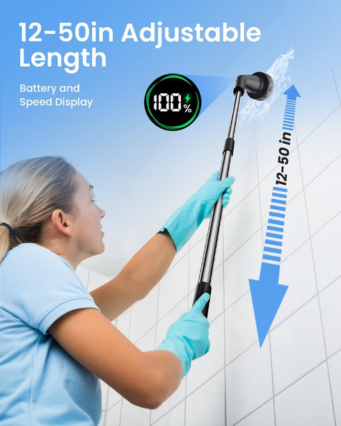 IPX7 7 2 Leebein Electric Spin Scrubber, Cordless Cleaning Brush for Bathroom Shower Tub, Waterproof Power Scrubber