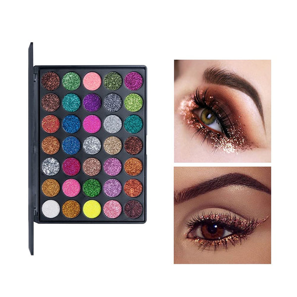 VERONNI Pro 35 Color Glitter Shimmer Eyeshadow Makeup Palette, Pigment Stage Eye Shadow Palette
