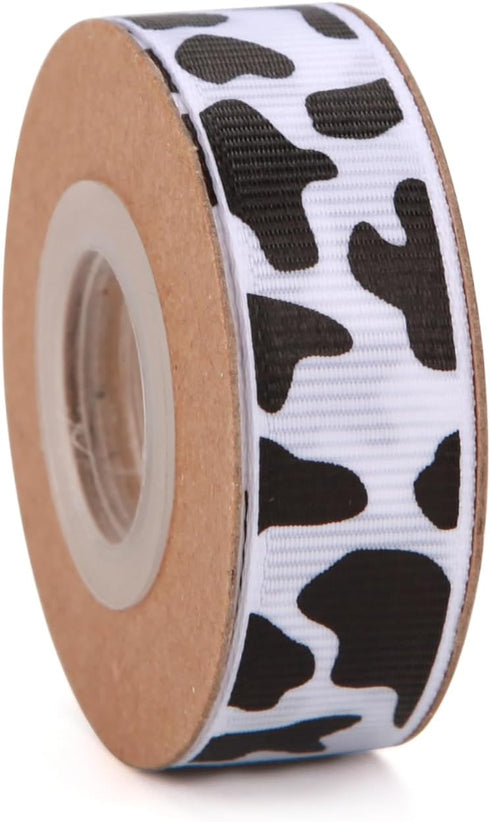 4 Rolls Cow Print Grosgrain Ribbon, 20 Yards Animal Print Ribbons for DIY Crafts, Gift Wrapping, Decoration