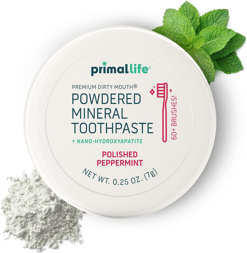 Primal Life Organics Dirty Mouth Toothpowder, Organic Tooth Cleaning Powder, Peppermint, 0.25 oz