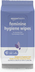 Amazon Basics Feminine Hygiene Wipes, Alcohol Free, pH Balanced, Gynecologist Tested, Fresh Scent, 168 Count (4 Packs of 42)