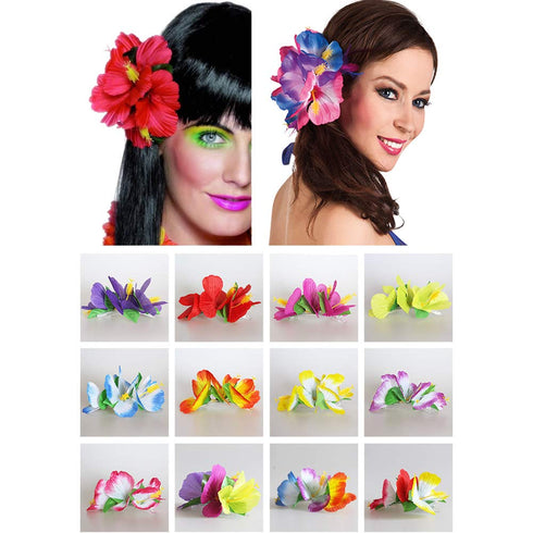 Lawie 14 Pack Artificial Large Silk Tropical Hibiscus Flower Hair Clips Barrettes for Women
