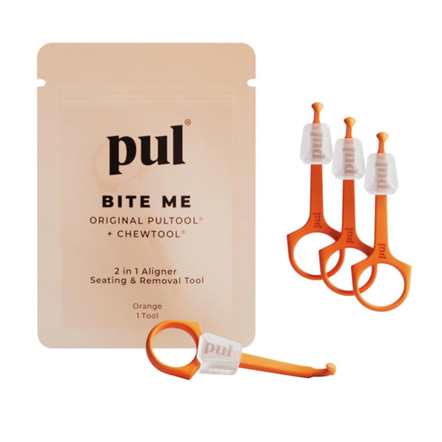 PUL Chew Tools & Clear Aligner Removal 2 in 1 Combo Tool - Compatible with Invisalign, Hygienic Oral Care, 4 Pack,