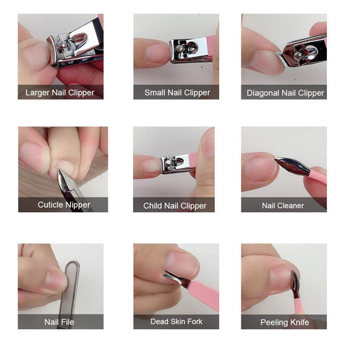 Professional Manicure Set, Nail Clippers Kit for Women, 18Pcs Stainless Steel Grooming