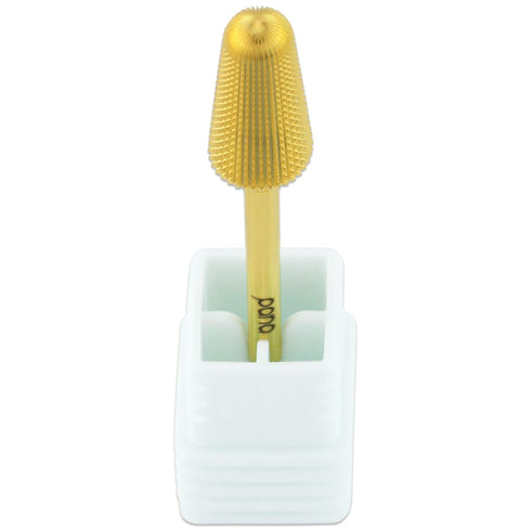 Upgraded PANA Volcano Nail Carbide Bit, Two Way Rotate for Manicure Drill Machine - 3/32" (Extra Fine - XF, GOLD)