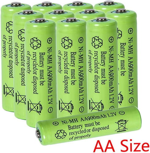 10 Packs 1.2V AA 900mAh Ni-MH Rechargeable Batteries for Solar Lights, Garden Lights, Remotes, Mice
