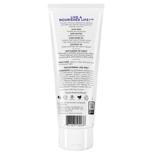 Nourish Organic Body Lotion, Lavender Mint, Hydrating for Dry Skin, 8 Oz + Washable Cotton Round
