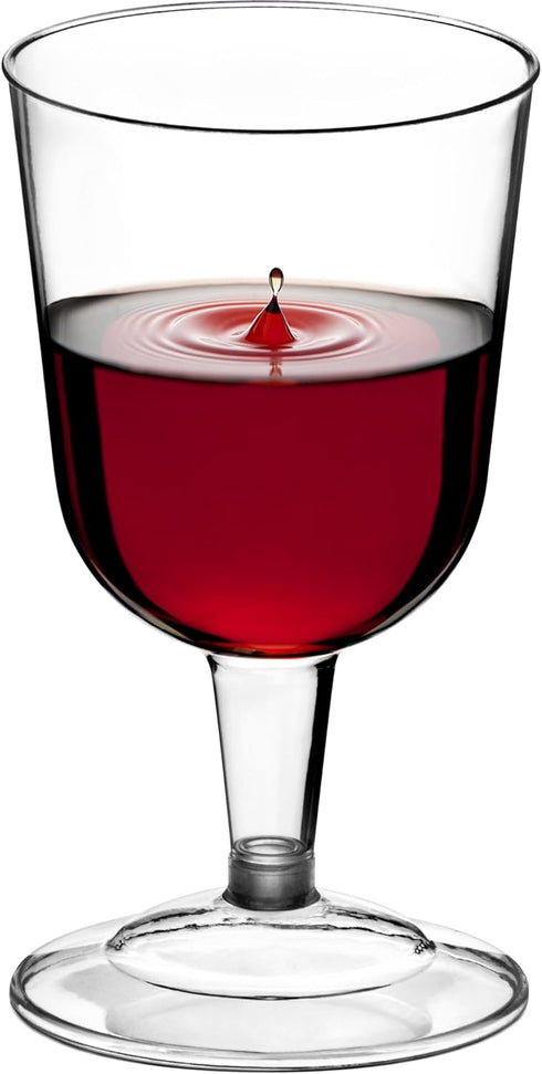 DecorRack 24 Wine Glasses, 6 Oz Plastic Party Wine Cups, BPA Free, Stackable, Reusable, Disposable