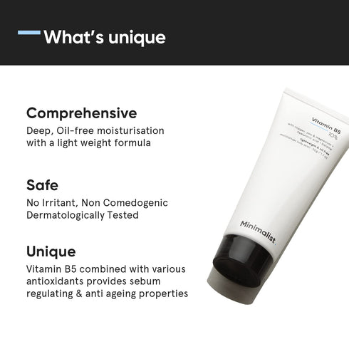 Minimalist 10% Vitamin B5 Face Moisturizer, Oil Free Lightweight Gel for Oily & Acne Prone Skin, 1.7 Oz / 50 gm