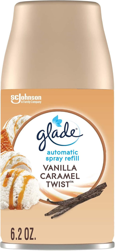 Glade Automatic Spray Refill, Vanilla Caramel Twist, 6.2 Oz Air Freshener for Home and Bathroom