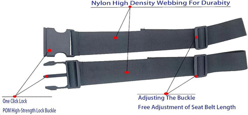 Two-Piece Wheelchair Safety Strap Seat Belt Adjustable Anti-Fall Size-Suitable Universal Harness with Buckle