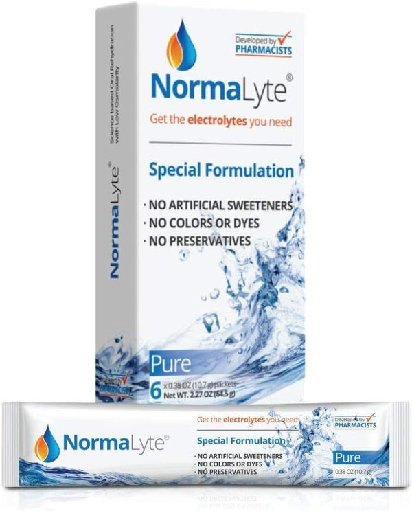 NormaLyte Oral Rehydration Salts - Pack of 6 (Pure) | Electrolyte Powder, Energy Supplements, Vegan