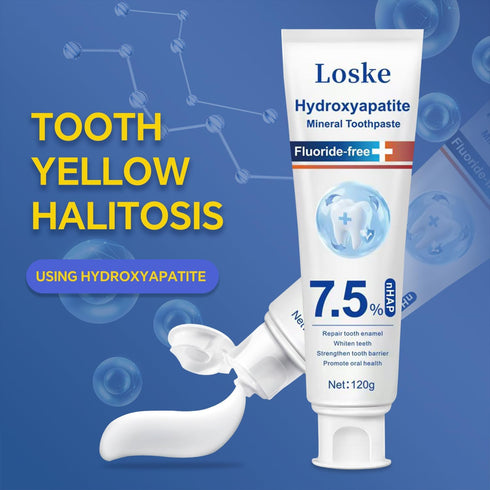 Loske (2) Hydroxyapatite Toothpaste for Stronger Teeth, Natural Remineralization Formula, Fluoride Free Whitening